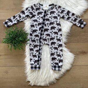 Black Bears Zipper Romper